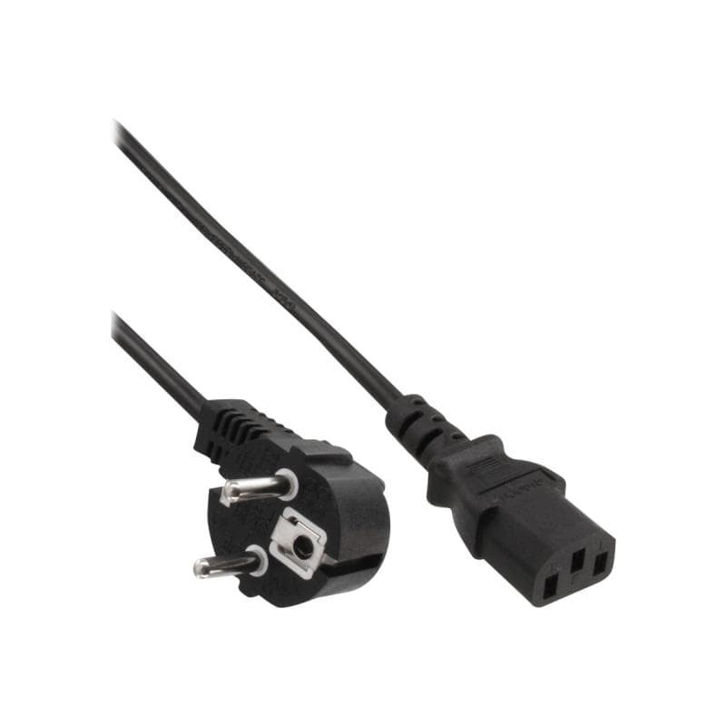 INLINE Stromkabel - CEE 7/7 (S) gewinkelt zu IEC 60320 C13 - 3 m - Schwarz (Packung mit 25) ( B-1664