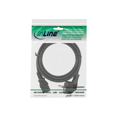 INLINE Stromkabel - CEE 7/7 (S) gewinkelt zu IEC 60320 C13 - 3 m - Schwarz (Packung mit 25) ( B-1664