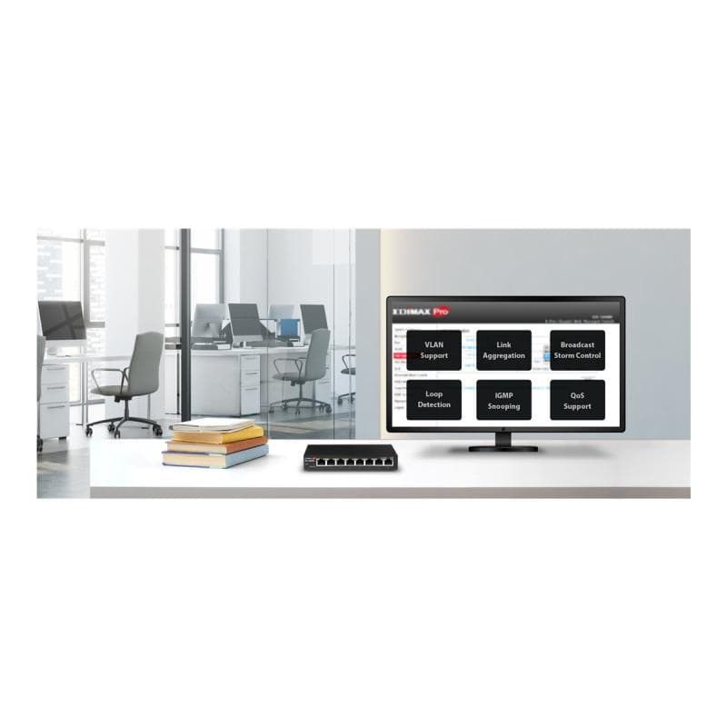 EDIMAX Gigabit Ethernet 8 Port Web Smart Switch Einfache Verwaltung und Erweiterung auf kabelgebunde