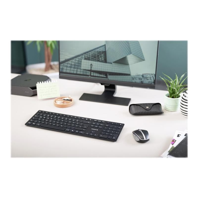CHERRY TAS KW 9100 SLIM Wireless GB-Layout schwarz/silber