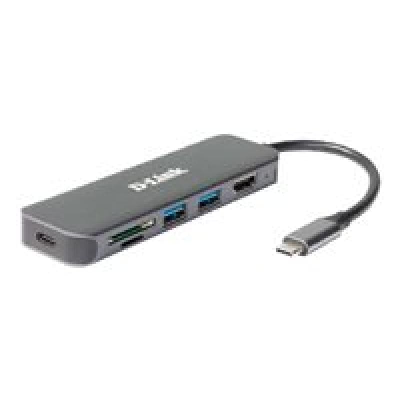 D-LINK 6-in-1 USB-C Hub mit HDMI/Card Reader/Power Delivery