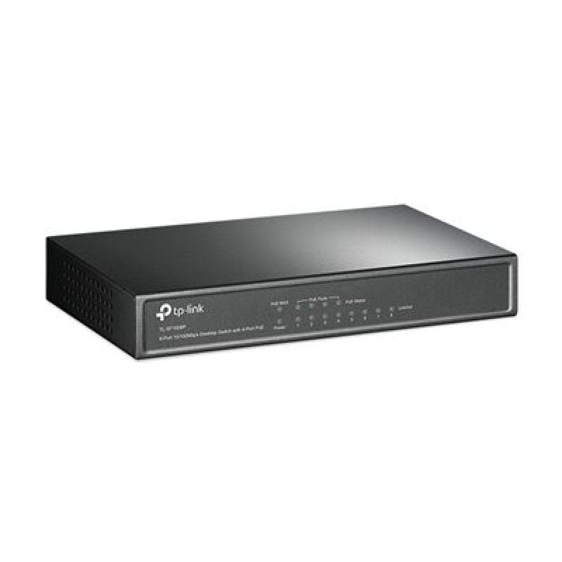 TP-LINK 8-Port 10/100 Mbps Desktop Switch with 4-Port PoE 57 W PoE Power, Desktop Steel Case