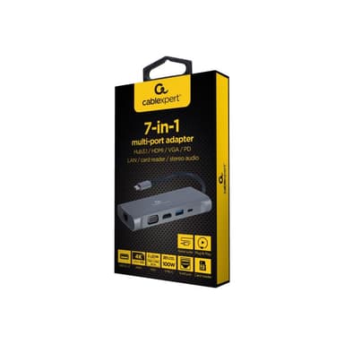 GEMBIRD USB Typ-C 7-in-1 Kombi Adapter spacegrau