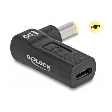 DELOCK - Netzteil - USB-C (W) zu Gleichstromstecker 5,5 x 1,7 mm (M) 3 A - gewinkelt - Schwarz (6000