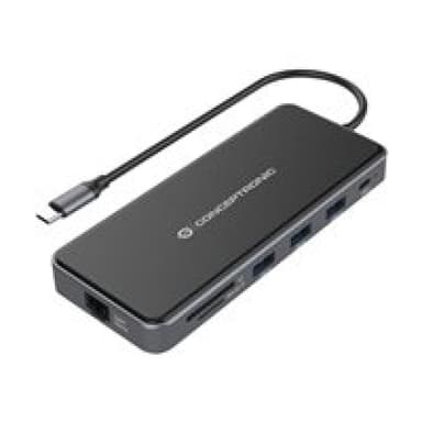 CONCEPTRONIC Adapter USB-C->2xHDMI,GbE,PD,2xUSB3.0,SD0.25 gr