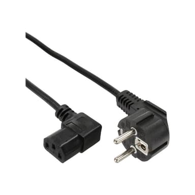 INLINE Stromkabel - Typ F (M) gewinkelt zu IEC 60320 C13 rechtwinklig - 3,0m - Sc