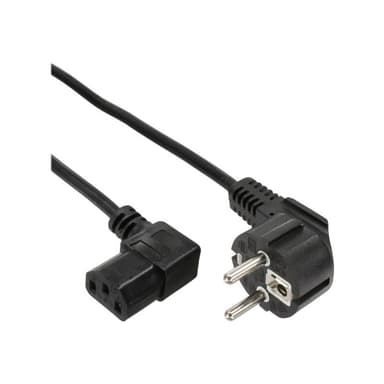 INLINE Stromkabel - CEE 7/7 (M) gewinkelt zu IEC 60320 C13 rechtwinklig - 1,8m -