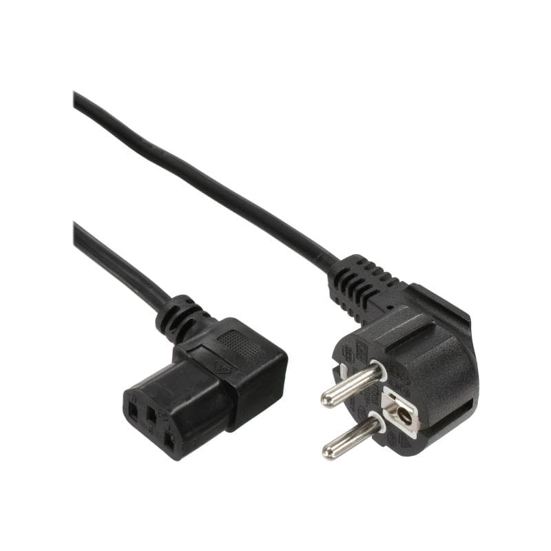 INLINE Stromkabel - CEE 7/7 (M) gewinkelt zu IEC 60320 C13 rechtwinklig - 1,8m -