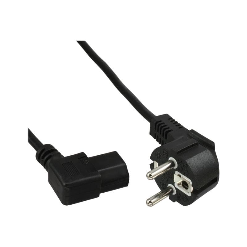 INLINE Stromkabel - CEE 7/7 (M) gewinkelt zu IEC 60320 C13 links gewinkelt - 1,0m