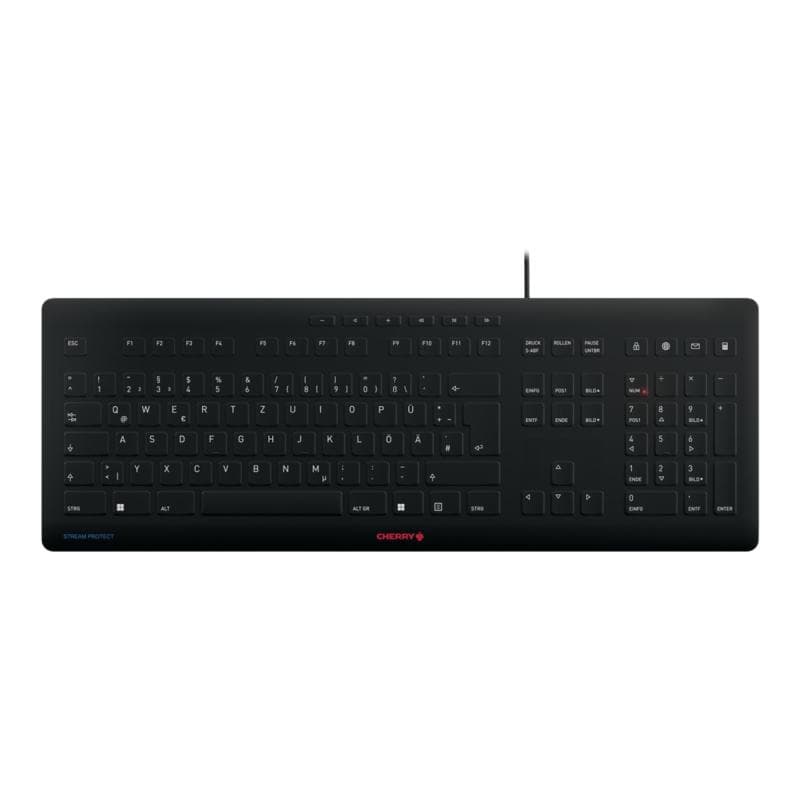 CHERRY TAS STREAM PROTECT KEYBOARD Corded DE-Layout schwarz