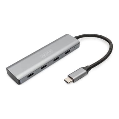 DIGITUS 4-Port-USB-Hub 4xC         silber Gen1 15cm Kabel