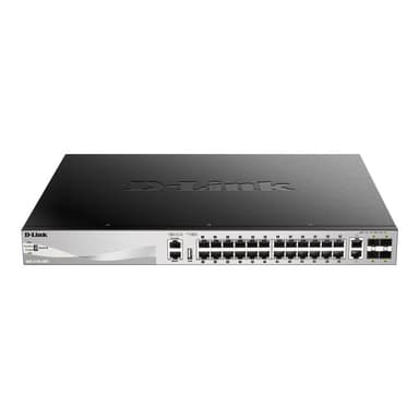 D-LINK 30-Port Layer 3 PoE Gigabit Stack Switch D-Link Layer 3 Switch, 24x 10/100/1000Mbit/s Etherne