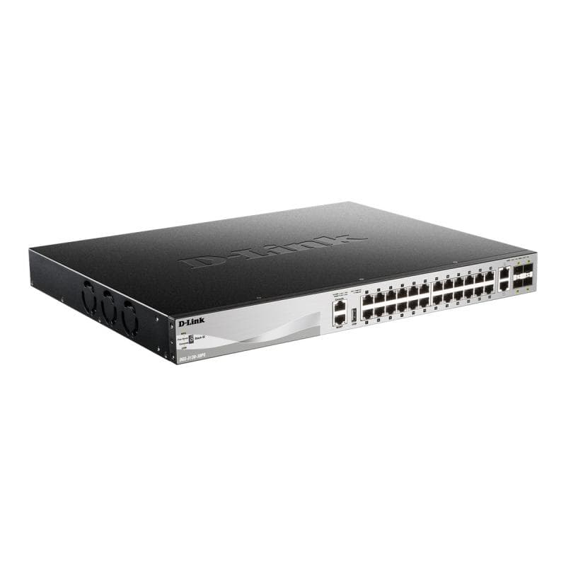D-LINK 30-Port Layer 3 PoE Gigabit Stack Switch D-Link Layer 3 Switch, 24x 10/100/1000Mbit/s Etherne