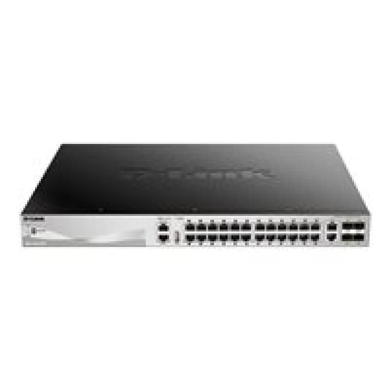D-LINK 30-Port Layer 3 PoE Gigabit Stack Switch D-Link Layer 3 Switch, 24x 10/100/1000Mbit/s Etherne