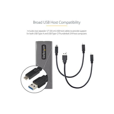 STARTECH.COM USB-C 10Gbps to M.2 NVMe or M.2 SATA SSD Enclosure, Tool-free M.2 PCIe/SATA NGFF SSD En