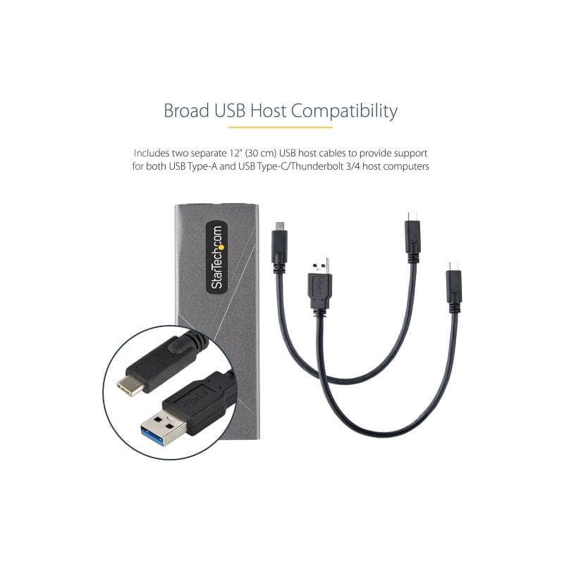 STARTECH.COM USB-C 10Gbps to M.2 NVMe or M.2 SATA SSD Enclosure, Tool-free M.2 PCIe/SATA NGFF SSD En