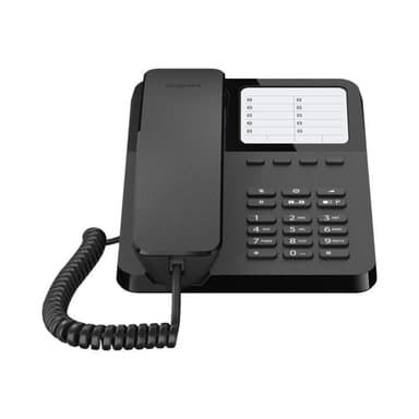 GIGASET Desk 400 schwarz Das schnurgebundene Tisch- und Wandtelefon mit vier Direktwahltasten und St