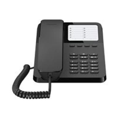 GIGASET Desk 400 schwarz Das schnurgebundene Tisch- und Wandtelefon mit vier Direktwahltasten und St