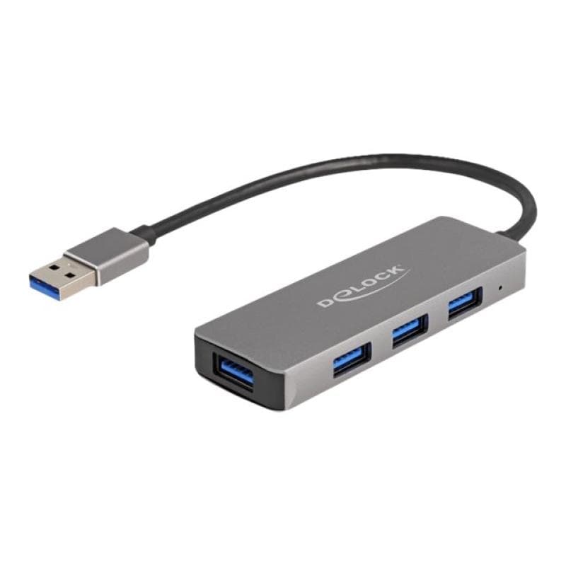 DELOCK 4 Port USB 3.2 Gen 1 Hub mit USB Typ-A Anschluss  USB Typ-A Buchsen seitlich