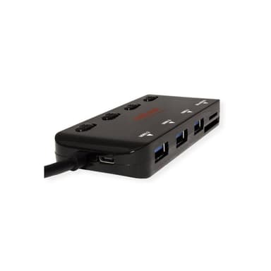 ROLINE USB 3.2 Gen 1 Hub, 3fach, Typ C Anschlusskabel, mit CardReader