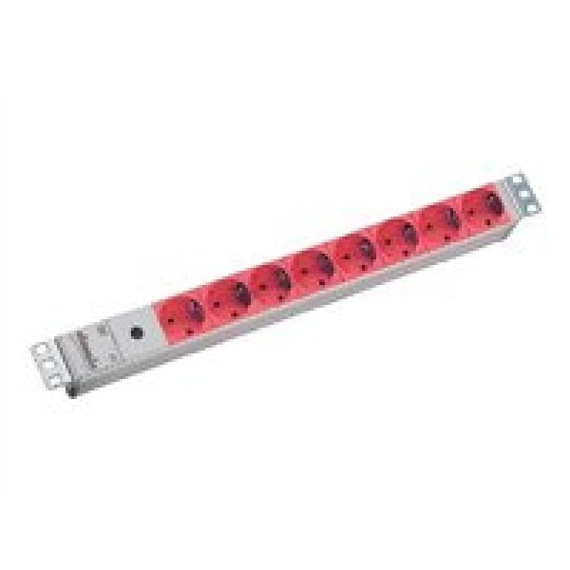 BACHMANN 19″ Steckdosenleiste ″Classic″, 8-fach, Anschlussleitung 2,0 m mit Kaltgerätestecker, hellg