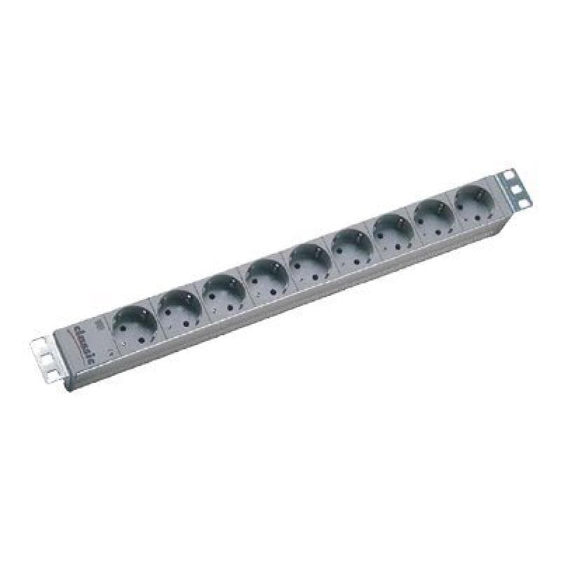 BACHMANN 19″ Steckdosenleiste ″Classic″, 9-fach, Anschlussleitung 2,0 m, hellgrau RAL 7035