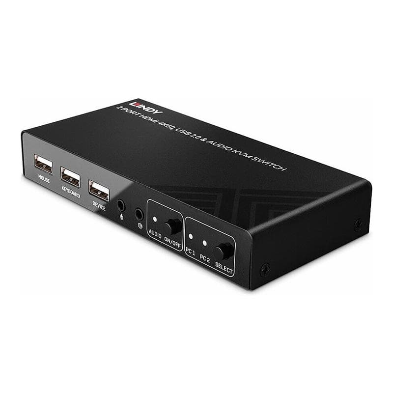 LINDY 2 Port KVM Switch HDMI 4K60, USB 2.0 & Audio