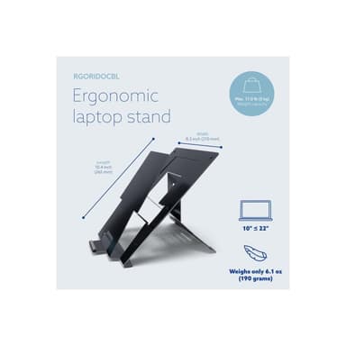 R-GO TOOLS Laptopständer 10″-20″ Max.5KG Alu Riser schwarz
