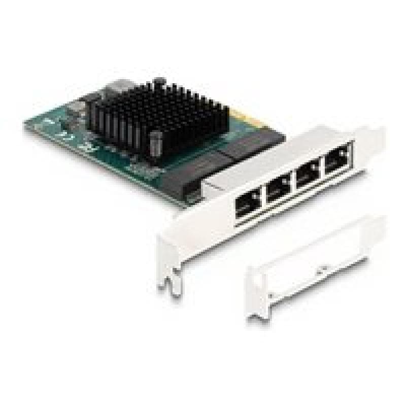 DELOCK PCI Express x4 Karte zu 4 x RJ45 Gigabit LAN BCM - PCIe - RJ-45 - PCIe 2.0 - Grau - PC