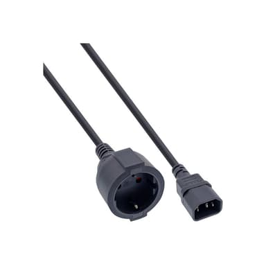 INLINE Netz Adapter Kabel, Kaltgeräte C14 auf Schuko Buchse, 1m