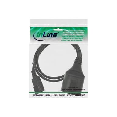 INLINE Netz Adapter Kabel, Kaltgeräte C14 auf Schuko Buchse, 1m
