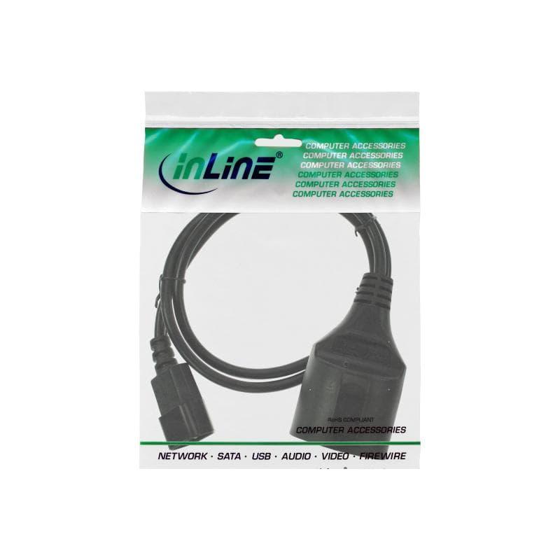 INLINE Netz Adapter Kabel, Kaltgeräte C14 auf Schuko Buchse, 1m