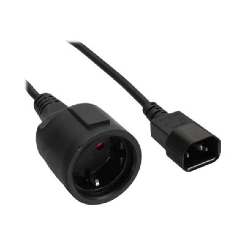 INLINE Netz Adapter Kabel, Kaltgeräte C14 auf Schuko Buchse, 1m