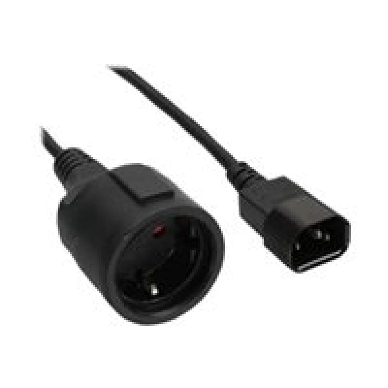 INLINE Netz Adapter Kabel, Kaltgeräte C14 auf Schuko Buchse, 1m