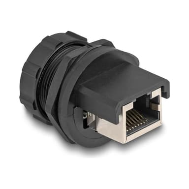 DELOCK RJ45 Cat.6A Kupplung mit Verschlusskappe zum Einbau IP67 staub- und wasserdicht