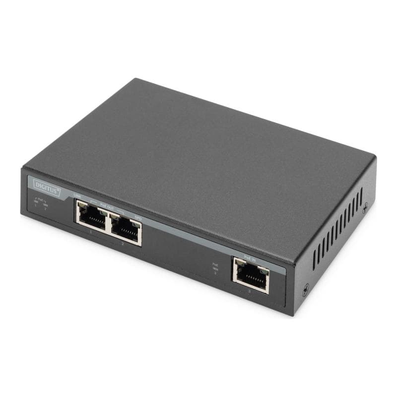 DIGITUS Gigabit PoE Indoor Extender 2-port 60W 100m extension cascadable self powered