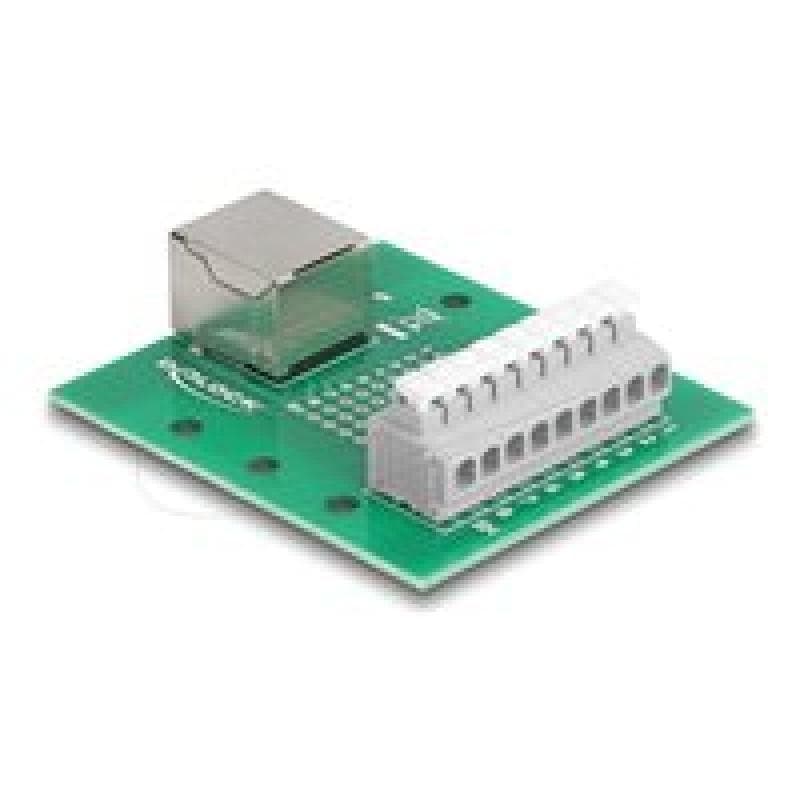 DELOCK RJ45 Buchse zu Terminalblock mit Drucktaster fur Hutschiene