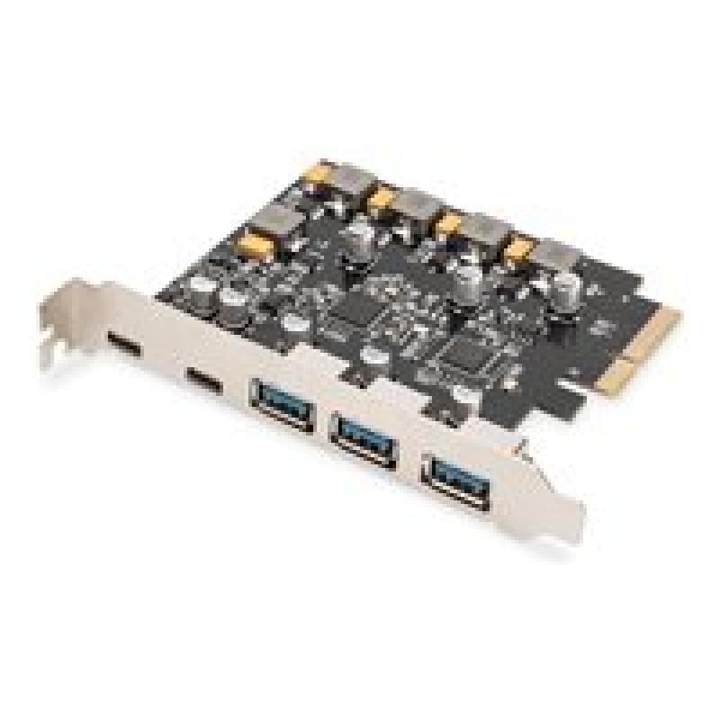 DIGITUS PCIe Karte 10Gbps 2x USB-C/3x USB-A