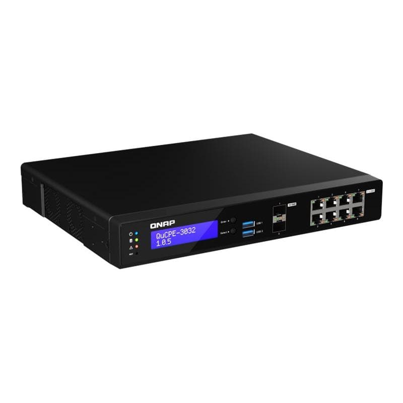 QNAP QuCPE-3032-C3558R-8G Intel Atom C3558R 8x2.5GbE RJ45 ports and 2x10GbE SFP+ ports 2xM.2 2280 NV