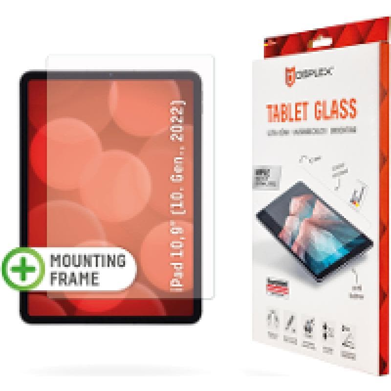 DISPLEX Tablet Panzerglas (9H) für Apple iPad 10,9'' (10. Gen.), Eco-Montagerahmen L-For