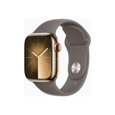 APPLE Watch Series 9 GPS + Cellular 41mm Gold Stainless Steel Case with Clay Sport Band - M/L