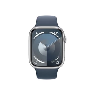 APPLE Watch Series 9 GPS 45mm Aluminium Silber Sportarmband Sturmblau - M/L