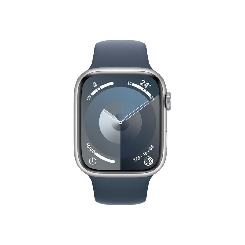 APPLE Watch Series 9 GPS 45mm Aluminium Silber Sportarmband Sturmblau - M/L