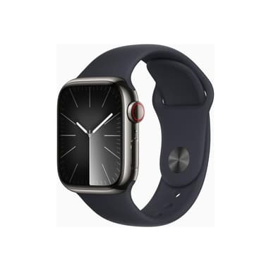 APPLE Watch Series 9 GPS + Cellular 41mm Graphite Stainless Steel Case with Midnight Sport Band - S/