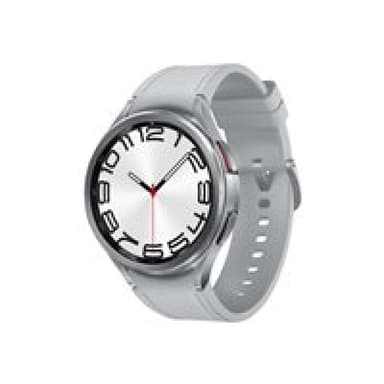 SAMSUNG Galaxy Watch6 Classic - 47 mm - intelligente Uhr mit Band - Hybrid-Eco-Leder - Silber - Band