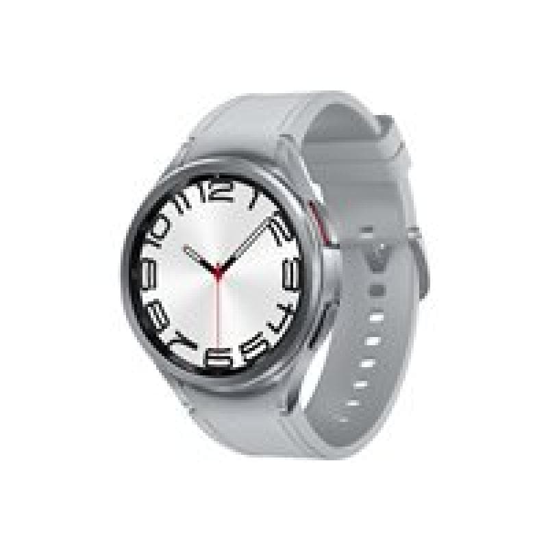 SAMSUNG Galaxy Watch6 Classic - 47 mm - intelligente Uhr mit Band - Hybrid-Eco-Leder - Silber - Band