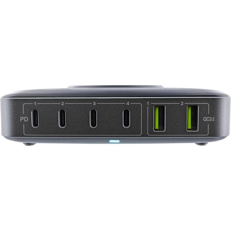 INLINE Qi Powerstation Multiport, Netzteil, Ladegerät, 4x USB Typ-C, 2x USB Typ-A,