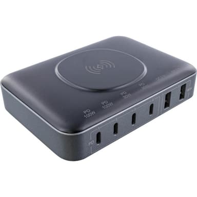 INLINE Qi Powerstation Multiport, Netzteil, Ladegerät, 4x USB Typ-C, 2x USB Typ-A,