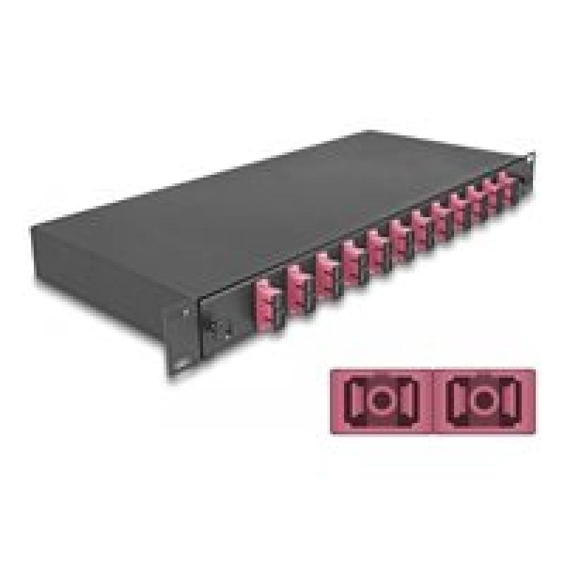 DELOCK 19? LWL Spleißbox 12 x SC Duplex OM4 1HE spleißfertig komplett bestückt (67008)