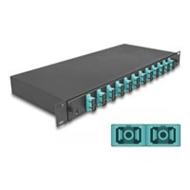 DELOCK 19? LWL Spleißbox 12 x SC Duplex OM3 1HE spleißfertig komplett bestückt (67007)